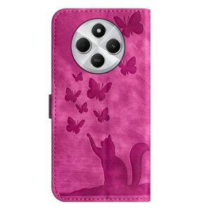 Pattern Xiaomi Redmi 14C 4G / Poco C75 Butterfly Cat Embossing Flip Θήκη Βιβλίο - Pink