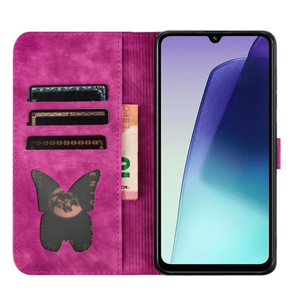 Pattern Xiaomi Redmi 14C 4G / Poco C75 Butterfly Cat Embossing Flip Θήκη Βιβλίο - Pink