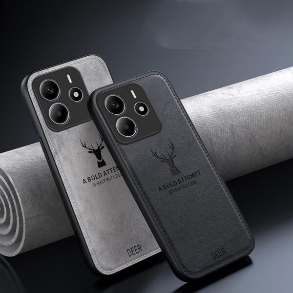 Enkay Xiaomi Redmi Note 14 5G Deer Head Cloth Skin All-inclusive Θήκη Σιλικόνης - Blue