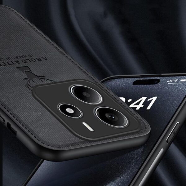 Enkay Xiaomi Redmi Note 14 5G Deer Head Cloth Skin All-inclusive Θήκη Σιλικόνης - Blue