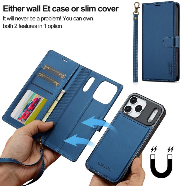 LC.IMEEKE iPhone 17 Pro Max L2 Series Detachable MagSafe Θήκη Βιβλίο - Blue