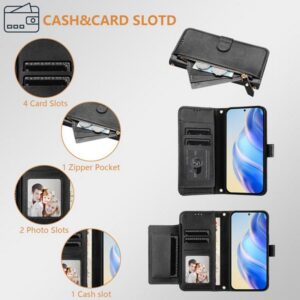 ENKAY iPhone 17 Pro Max Multi-Card Slots Zipper Wallet Θήκη Βιβλίο - Black