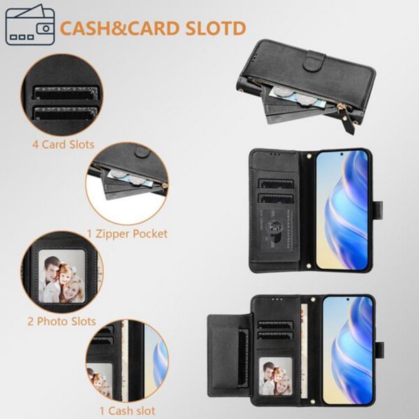 ENKAY iPhone 17 Pro Max Multi-Card Slots Zipper Wallet Θήκη Βιβλίο - Black