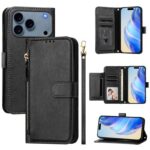 ENKAY iPhone 17 Pro Max Multi-Card Slots Zipper Wallet Θήκη Βιβλίο - Black