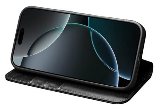 QIALINO iPhone 17 Pro Max Classic Genuine Leather Θήκη Βιβλίο - Black