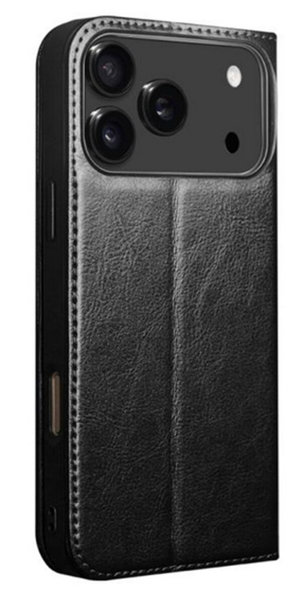 QIALINO iPhone 17 Pro Max Classic Genuine Leather Θήκη Βιβλίο - Black