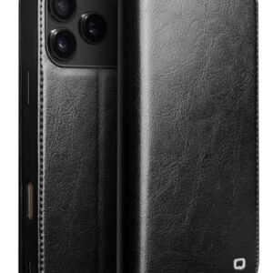 QIALINO iPhone 17 Pro Max Classic Genuine Leather Θήκη Βιβλίο - Black