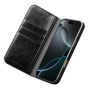 QIALINO iPhone 17 Pro Max Classic Genuine Leather Θήκη Βιβλίο - Black