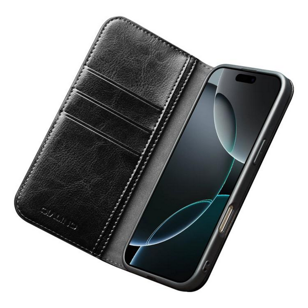 QIALINO iPhone 17 Pro Max Classic Genuine Leather Θήκη Βιβλίο - Black