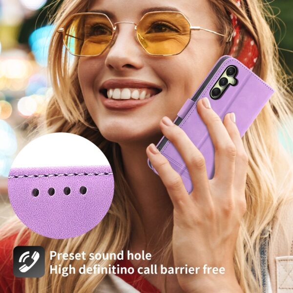 Dierfeng Samsung Galaxy A26 5G / A17 Dream Line TPU Hybrid PU Θήκη Βιβλίο - Purple