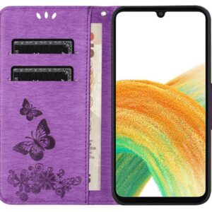 ENKAY Samsung Galaxy A26 5G / A17 Butterfly Embossed Θήκη Βιβλίο - Purple