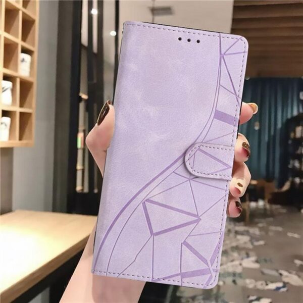 Tel1 Samsung Galaxy A13 4G Triangles Embossed Θήκη Βιβλίο - Purple