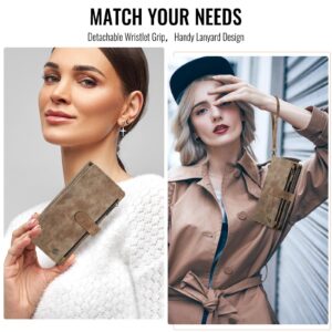 CaseMe C30 iPhone 17 Pro Max Card Slots Zipper Wallet Θήκη Βιβλίο - Brown