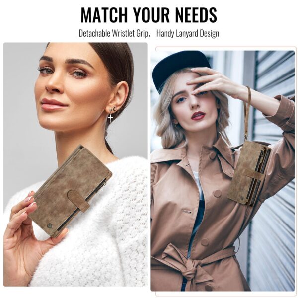 CaseMe C30 iPhone 17 Pro Max Card Slots Zipper Wallet Θήκη Βιβλίο - Brown