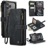CaseMe C30 iPhone 17 Pro Max Card Slots Zipper Wallet Θήκη Βιβλίο - Black