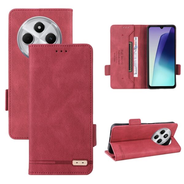 ENKAY Xiaomi Redmi 14C 4G / Poco C75 Magnetic Clasp Θήκη Βιβλίο - Red