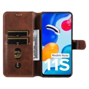 Calf Xiaomi Redmi Note 11 / Note 11S Classic Texture Flip Θήκη Βιβλίο - Brown