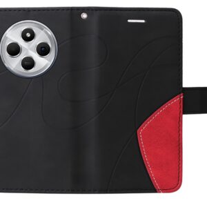 ENKAY Xiaomi Redmi 14C 4G / Poco C75 Dual-color Splicing Flip Θήκη Βιβλίο - Black