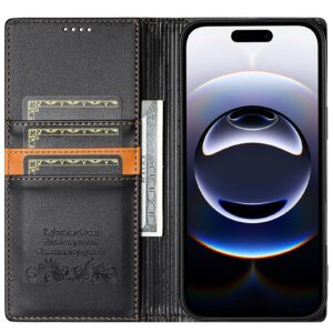 N.Bekus iPhone 17 Pro Max P3 RFID Stitching Magnetic Flip Θήκη Βιβλίο - Black