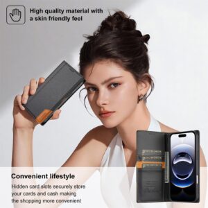 N.Bekus iPhone 17 Pro Max P3 RFID Stitching Magnetic Flip Θήκη Βιβλίο - Black