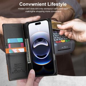 N.Bekus iPhone 17 Pro Max P3 RFID Stitching Magnetic Flip Θήκη Βιβλίο - Black