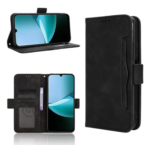 Tel1 Xiaomi Redmi 15C 4G / 5G / Poco C85 Skin Feel Calf Texture Card Slots Θήκη Βιβλίο - Black
