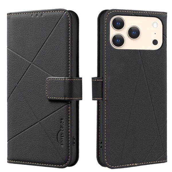 Binfen Color iPhone 17 Pro Max Geometric Pattern RFID Θήκη Βιβλίο - Black