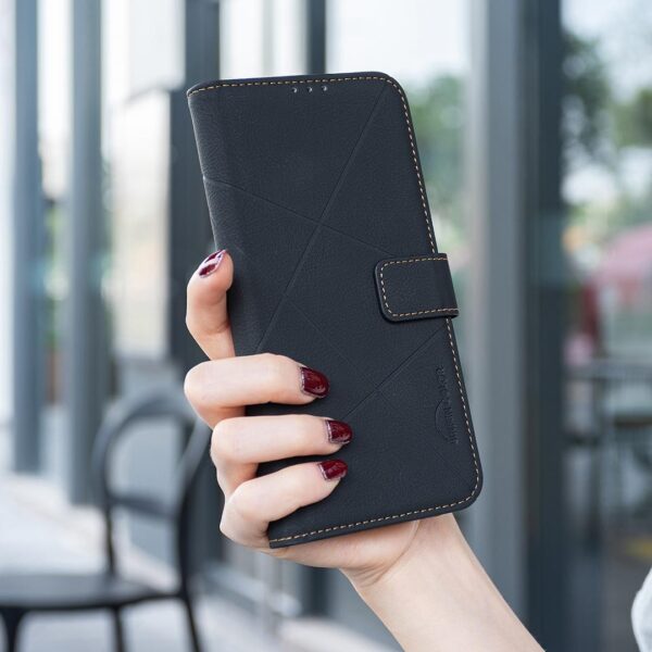 Binfen Color iPhone 17 Pro Max Geometric Pattern RFID Θήκη Βιβλίο - Black