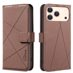 Binfen Color iPhone 17 Pro Max Geometric Pattern RFID Θήκη Βιβλίο - Brown