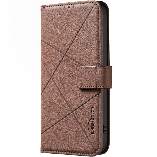 Binfen Color iPhone 17 Pro Max Geometric Pattern RFID Θήκη Βιβλίο - Brown