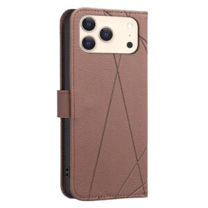 Binfen Color iPhone 17 Pro Max Geometric Pattern RFID Θήκη Βιβλίο - Brown