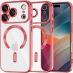 Techsuit iPhone 17 Pro Max MagSafe Luxury Crystal Θήκη με Πλαίσιο Σιλικόνης Διάφανη - Red