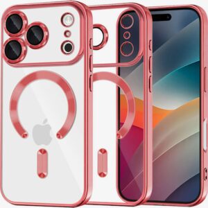 Techsuit iPhone 17 Pro Max MagSafe Luxury Crystal Θήκη με Πλαίσιο Σιλικόνης Διάφανη - Red