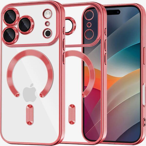 Techsuit iPhone 17 Pro Max MagSafe Luxury Crystal Θήκη με Πλαίσιο Σιλικόνης Διάφανη - Red