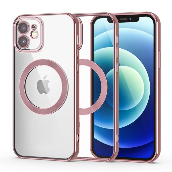 Forcell iPhone 12 / 12 Pro Θήκη με Πλαίσιο Σιλικόνης Διάφανη - Rose Gold