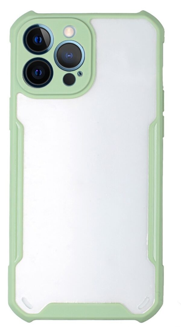 Forcell iPhone 13 Pro Θήκη Σκληρή Με Πλαίσιο Σιλικόνης Διάφανη - Light Green