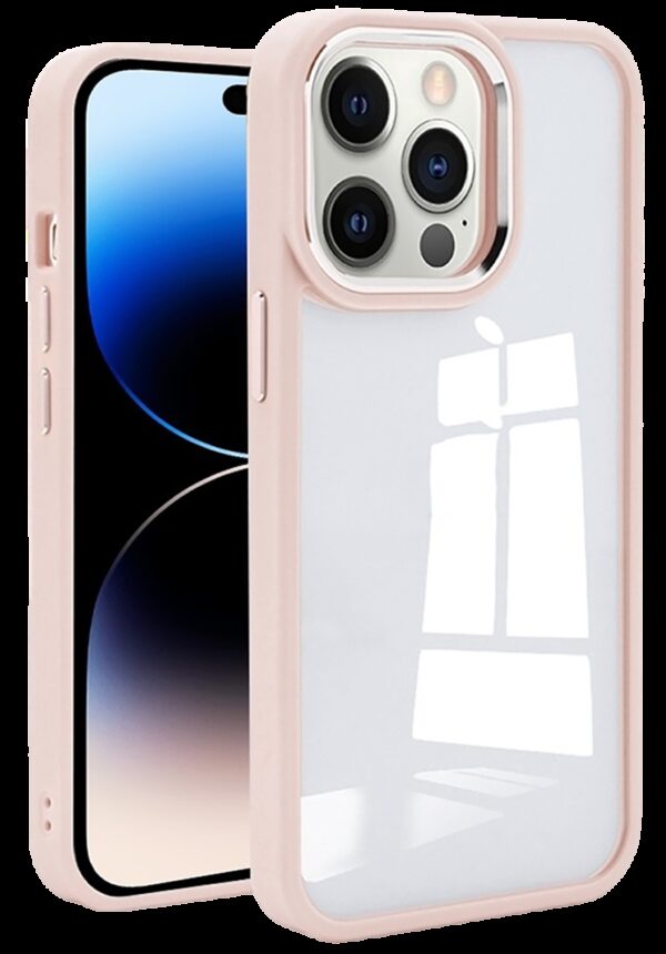 Forcell iPhone 14 Pro Charming Pupil Shockproof Θήκη με Πλαίσιο Σιλικόνης Διάφανη - Pink