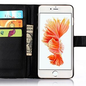 Tel1 iPhone 6 Plus / 6s Plus Litchi Texture Θήκη Βιβλίο - Black