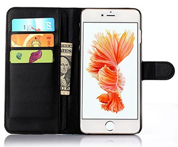 Tel1 iPhone 6 Plus / 6s Plus Litchi Texture Θήκη Βιβλίο - Black