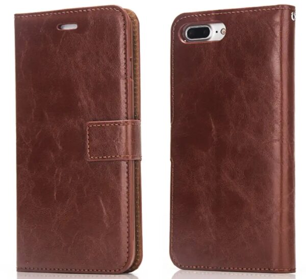 Tel1 iPhone 6 Plus / 6s Plus Crazy Horse Texture Θήκη Βιβλίο - Brown
