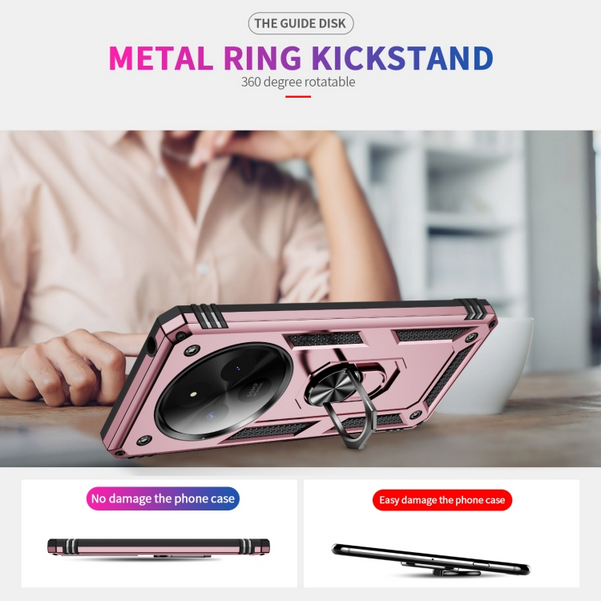 Forcell Xiaomi Redmi 14C 4G Shockproof Armor with Holder Θήκη Σκληρή - Rose Gold