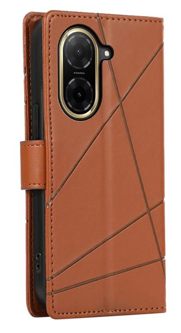 Τel1 Xiaomi Redmi A5 4G / Poco C71 Embossed Line Θήκη Βιβλίο - Brown