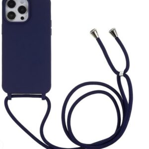 Forcell iPhone 14 Soft Touch Θήκη Σιλικόνης με Λουράκι - Navy Blue