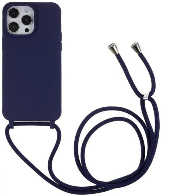 Forcell iPhone 14 Soft Touch Θήκη Σιλικόνης με Λουράκι - Navy Blue