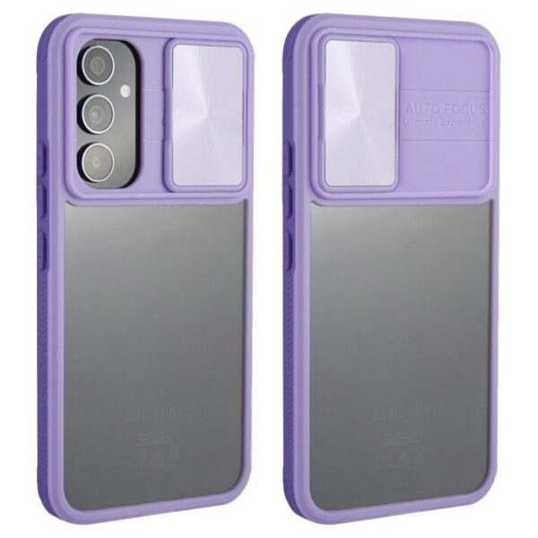 Forcell Samsung Galaxy A25 5G Slider Θήκη Με Πλαίσιο Σιλικόνης Διάφανη - Purple