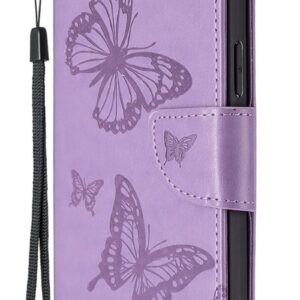 Tel1 Xiaomi Mi 11 Lite 4G / Mi 11 Lite 5G Two Butterflies Embossing Θήκη Βιβλίο - Purple