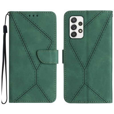 Tel1 Samsung Galaxy A53 5G Stitching Embossed Θήκη Βιβλίο - Green