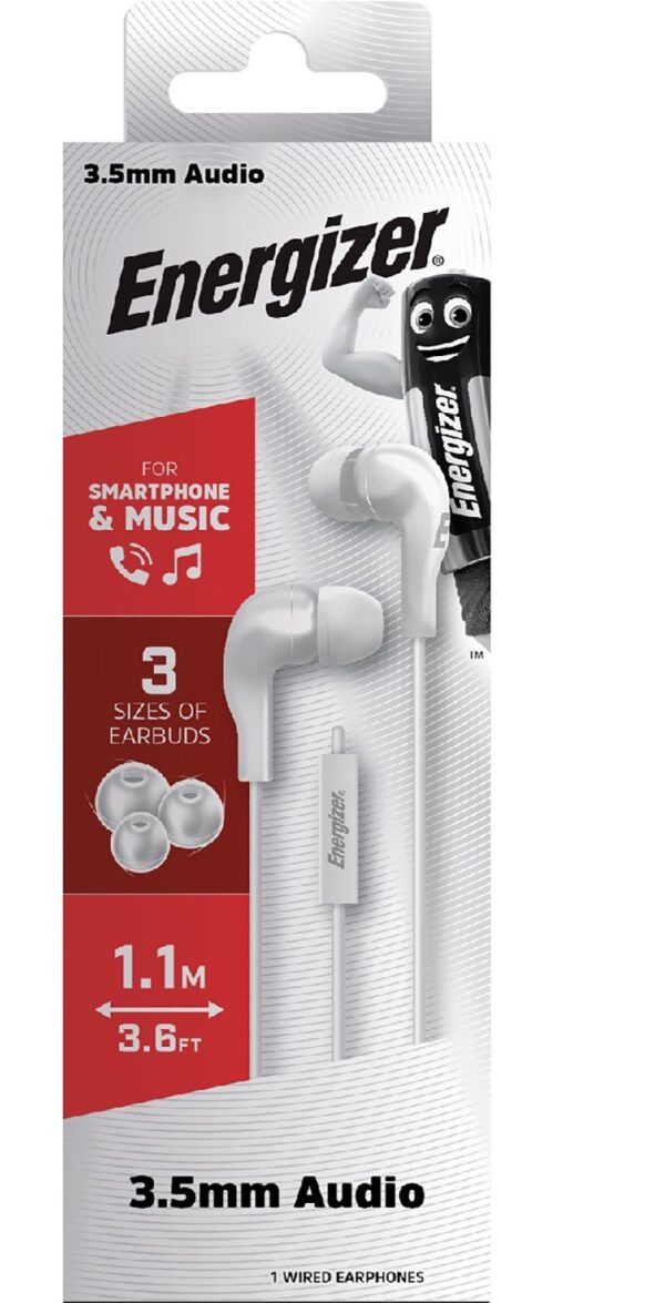 Energizer CIA5 In-ear Handsfree με Βύσμα 3.5mm Λευκά