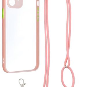 Forcell iPhone 12 / 12 Pro Lanyard Θήκη Με Πλαίσιο Σιλικόνης Διάφανη - Pink