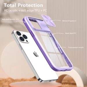 Forcell iPhone 13 Sliding Camera Θήκη με Πλαίσιο Σιλικόνης Διάφανη - Purple